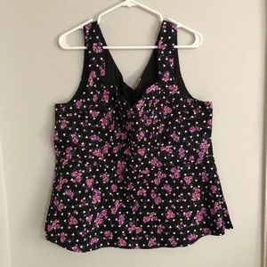 DISNEY MICKEY COLLECTION FLORAL PEPLUM TOP